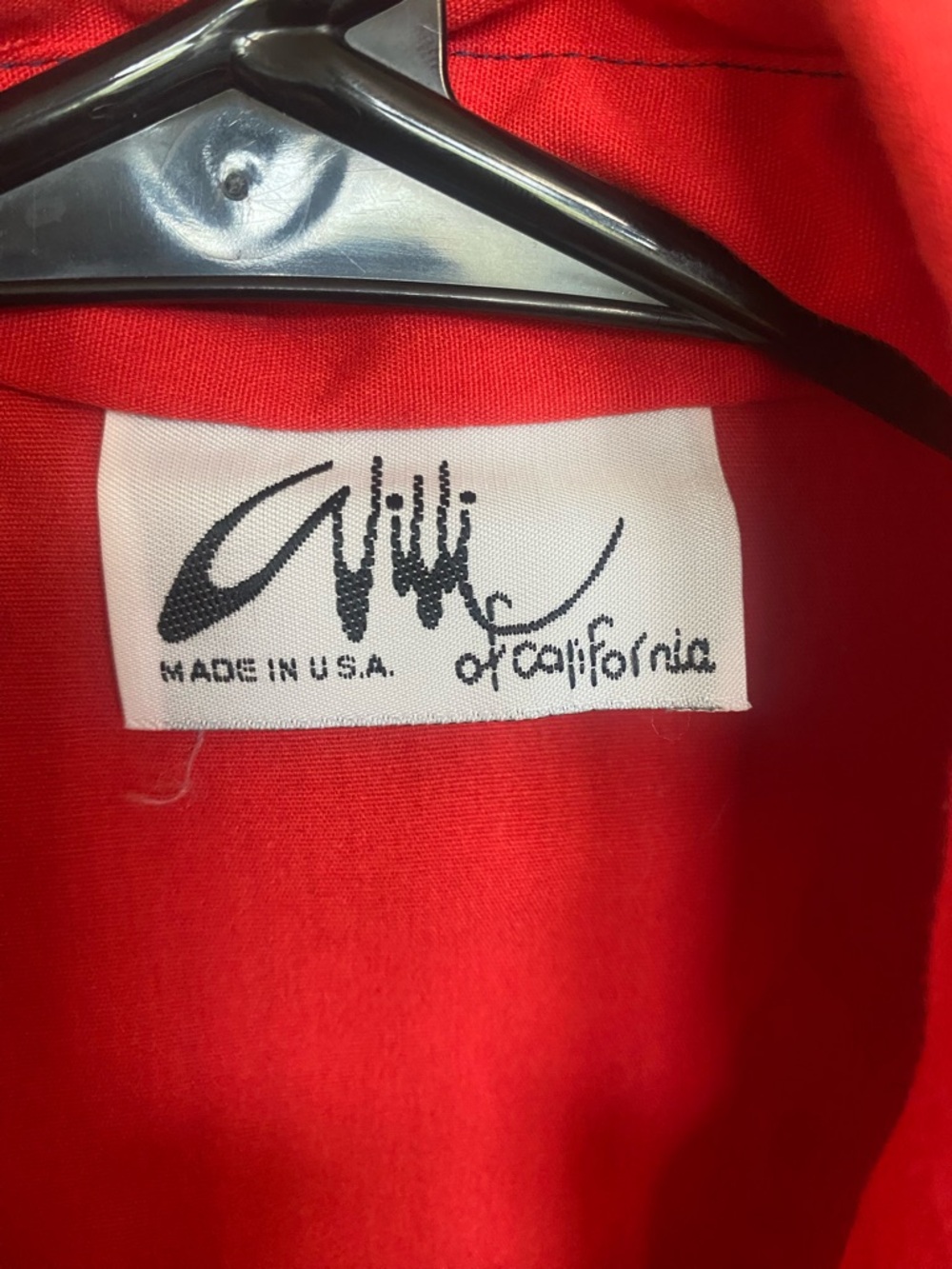 Willie of California Vintage Classic Red Button-Front Shirt Dress with Belt - Picture 4 of 5